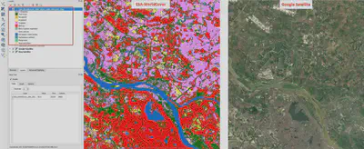So sánh ESA-WorldCover và ảnh vệ tinh Google Satellite khu vực Hà Nội
