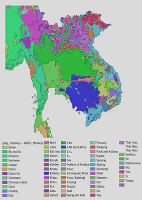 Dữ liệu Geo-referencing of Ethnic Groups in Mekong Region sau khi tải về và trình bày bản đồ