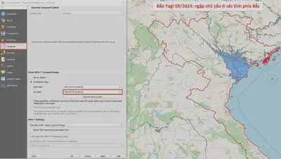 Hiển thị bản đồ **Rapid Flood Mapping** ngày 07/09/2024 - thời điểm bão Yagi