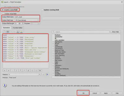 Đổi trường **value** từ code LULC thành tên các loại hình sử dụng đất