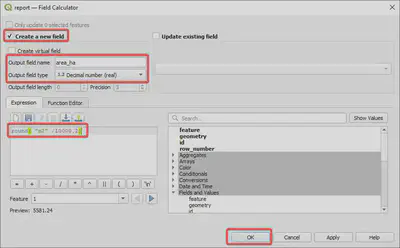Tính diện tích theo hecta