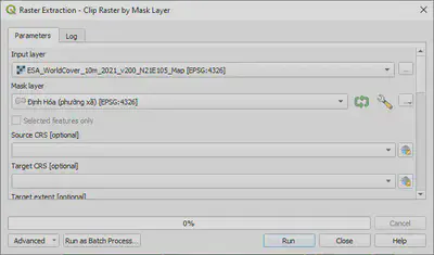 Clip dữ liệu theo ranh giới huyện Định Hóa bằng **Clip Raster by Mask Layer**
