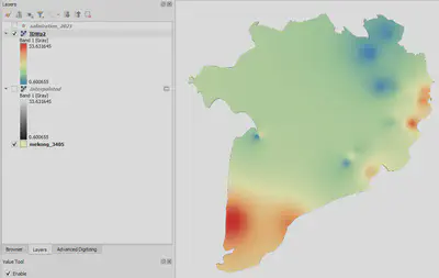 Clip kết quả theo ranh giới hành chính và hiển thị màu