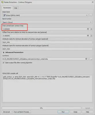 Thiết lập tham số chạy contour polygon