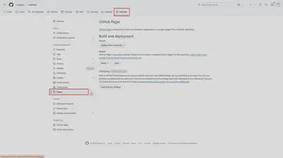 Chuyển sang menu **Settings** > Ấn vào **Pages** ở dưới