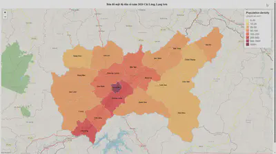 Kết quả exercise3: bản đồ mật độ dân số huyện Chi Lăng, tỉnh Lạng Sơn trên webGIS