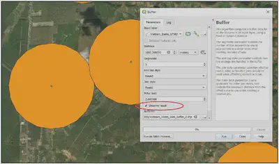 Thiết lập tham số tạo buffer với lựa chọn dissolve result