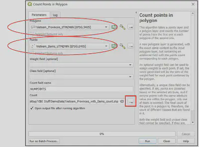 Thiết lập tham số đếm điểm trong vùng