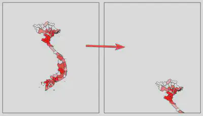 Dùng Move item content để di chuyển nội dung trong khung bản đồ