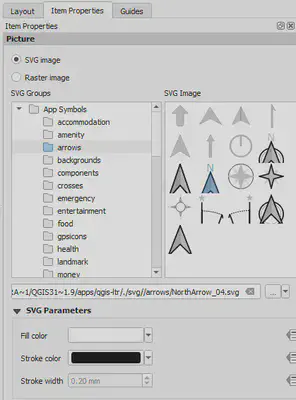 Chọn kiểu mũi tên chỉ hướng Bắc