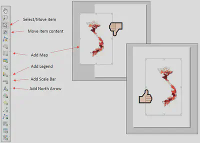 Thêm bản đồ và các công cụ thiết kế trang in