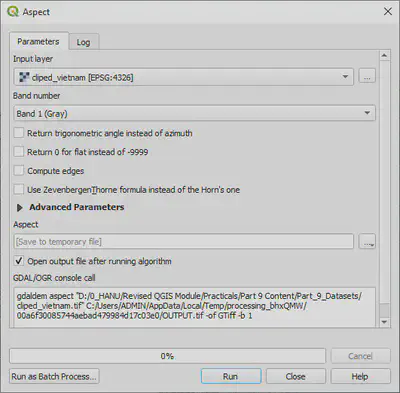 Thiết lập tham số phân tích aspect