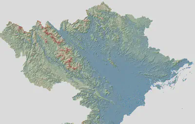 Kết quả hiển thị kết hợp hillshade và DEM màu