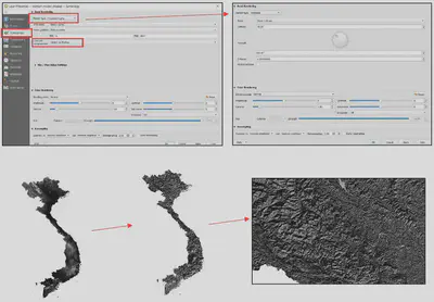 Hiển thị symbology: kiểu hillshade