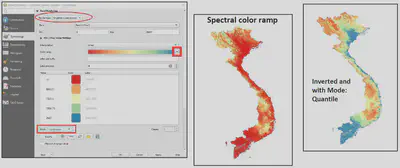 Hiển thị symbology: kiểu Singleband pseudocolor